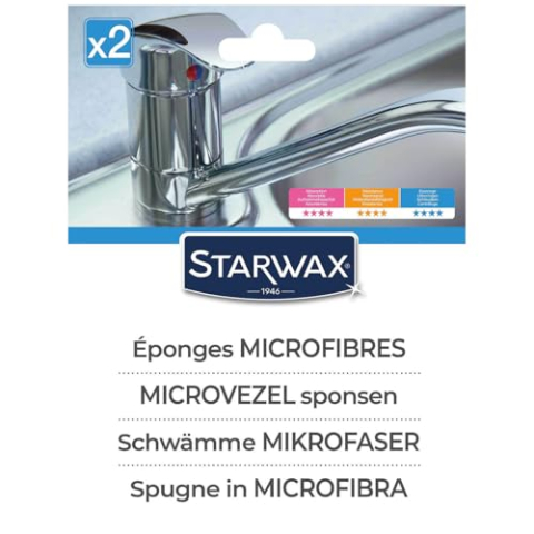 STARWAX Microvezelspons – 3 x – ideaal voor het schoonmaken in huis