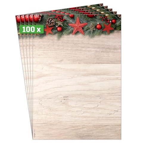SIGEL DP442 Kerstschrijfpapier "Chalet Style", A4, 100 vel, gemaakt van duurzaam papier