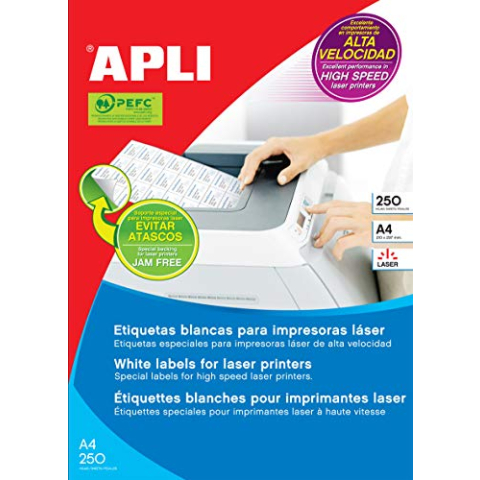 APLI 2524 - Permanente witte laseretiketten 105,0 x 35,0 mm 250 vellen