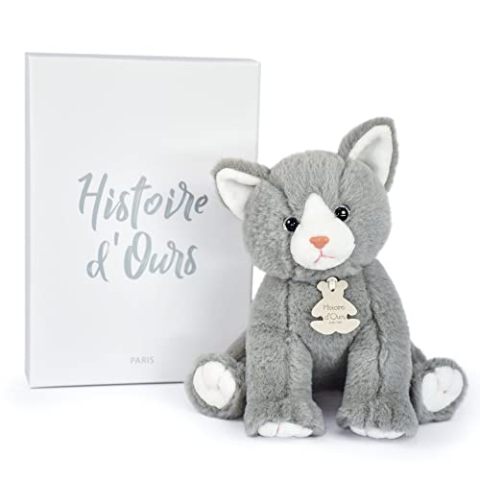 Histoire d'Ours - Pluche kat - grijs - 18 cm - A LA CAMPAGNE - HO3156