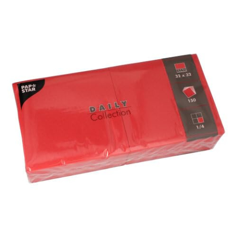 PAPSTAR 150 servetten 'Daily Collection' 1/4-vouw 32 cm x 32 cm rood