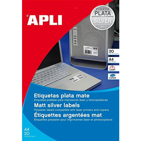APLI 12975 - Metallic zilveren etiketten Ø 40,0 mm 20 vellen