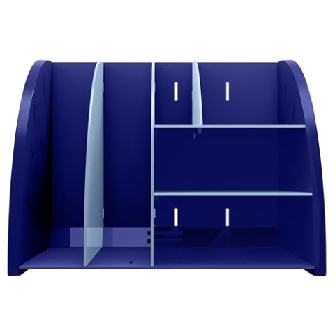 Exacompta - Ref. 394202D - 1 bureau-organizer, Organizer Bee Blue, multifunctionele bureauaccessoire 6 vakken A4, A5, A6 verticaal/liggend - Prof 36 x B 29,5 x H 6 cm, marineblauw/lichtblauw