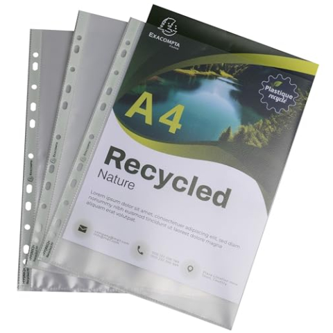 Exacompta - Ref. 5350E - karton met 250 geperforeerde hoezen A4 FOREVER - Gemaakt van gerecycled generfd polypropyleen - Dikte 12/100 - Afmetingen: 23 x 30,5 cm - Doorschijnend kristal