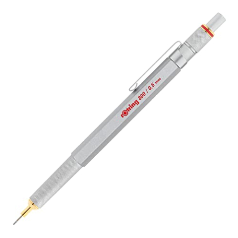 rOtring 800 1904449 Vulpotlood Met Invoer, 0.5 mm, Zilver