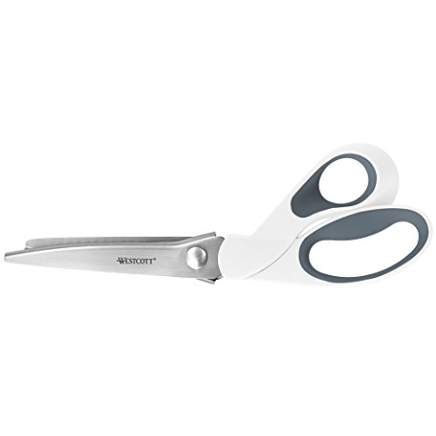 Westcott 15983-001 Gekartelde schaar, ergonomisch handvat, 24,2 cm, wit/grijs
