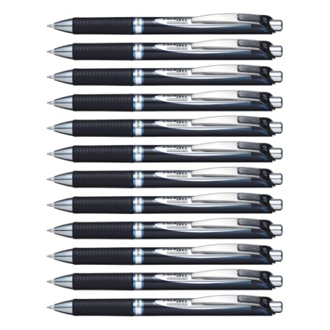 Pentel EnerGel Permanent Retractable Rollerball, 0.7mm, Blauwe inkt, 1 pak van 12 pennen