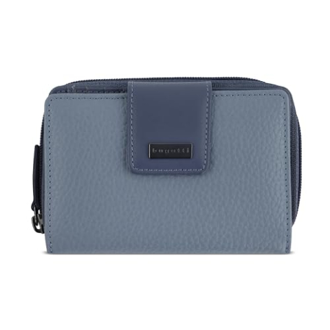bugatti Sina portemonnee met ritssluiting S van echt leer, portemonnee voor dames, blauw