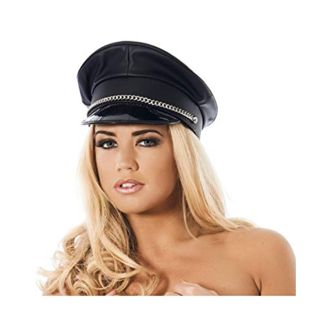 rimba Politiepet zwart kunstleer M/L