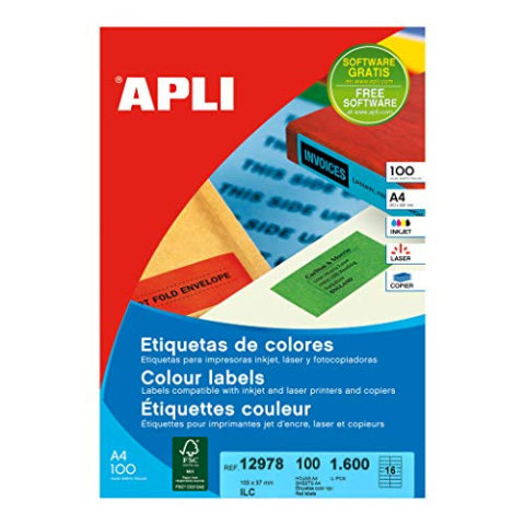 APLI 12978 Permanente rode etiketten 105,0 x 37,0 mm 100 vellen