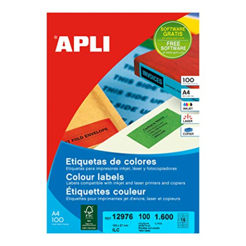 APLI 12976 Permanente gele etiketten 105,0 x 37,0 mm 100 vellen