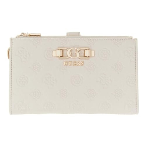 GUESS portemonnee Anise SLG Double Zip Organizer Stone Logo crème
