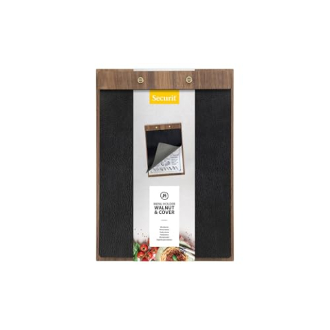 SECURIT - Menuhouder DIN A4 type Clipboard in walnoothout en kunstleer - Presentatie menu restaurant