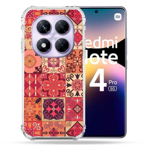 Cokitec Versterkte hoes voor Xiaomi Redmi Note 14 Pro 5G, rode cementtegeltextuur