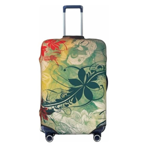 Abstracte bloemen en libelle Bagage Cover Elastische Wasbare Koffer Protector Anti-Kras Reisbagage Covers Stofdichte Bagage Case Covers Draagbare Koffer Covers Fit 45-70 cm Bagage, Zwart, S