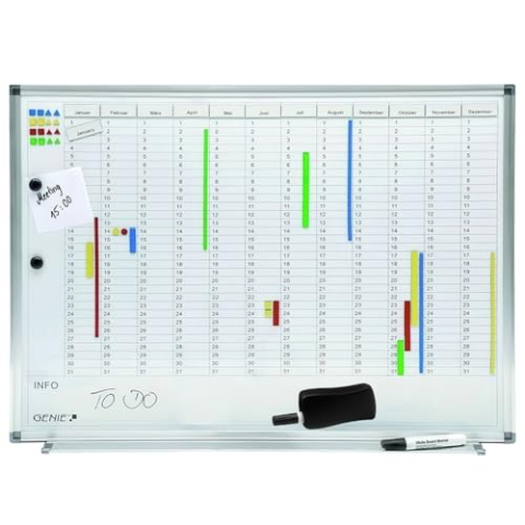 GENIE AP2000 Jaarplanner, magneetbord, afsprakenplanner, whiteboard, wandbord, prikbord