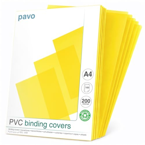 Pavo - Bindomslagen A4 200 micron PVC Geel/Transparante - 100 stuks