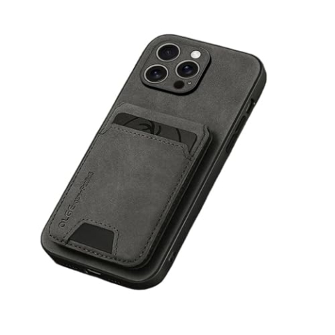 1PCS Lederen Kaarthouder Telefoon Case for 16E 16 17 15 14 13 11 Pro Max Portemonnee Tas PU Shockproof Back Cover(Black,IPhone 16e)