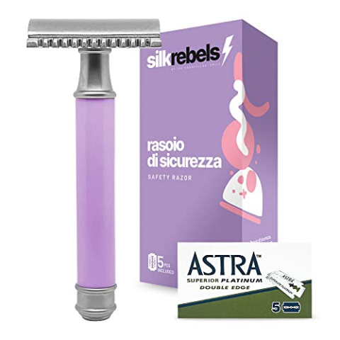 SilkRebels Astra scheerapparaat voor dames, herbruikbaar, voor ontharing, met 5 scheermesjes
