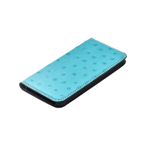 AmazonUkkitchen Tellur Book Case Magnetisch Echt Leer met Struisprint voor iPhone 5/5s/SE, Turkoois