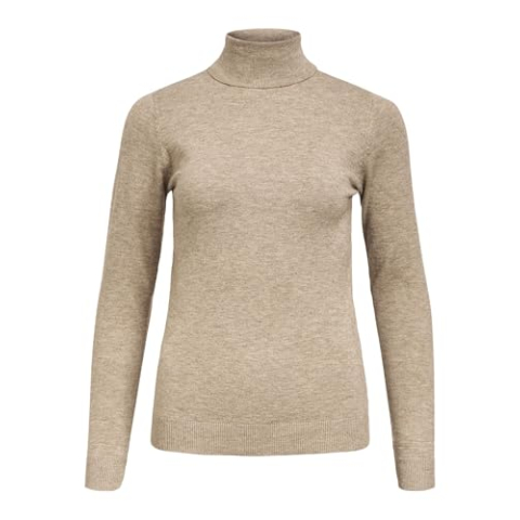 Object Dames Objthess L/S Rollneck Knit Pullover Noos Gebreide Trui, Desert Taupe/Detail: melange, S
