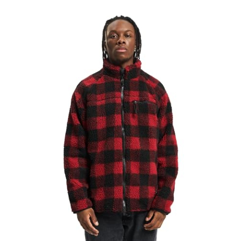 Brandit heren teddyfleece jack, rood-zwart, XL