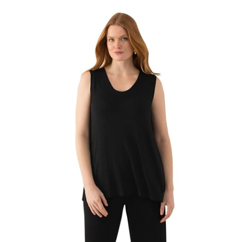 Ulla Popken Slinkytop voor dames, grote maten, zwart, 50-52