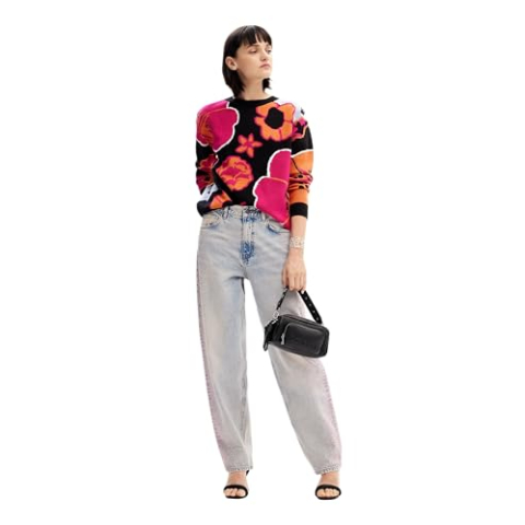Desigual Dames Flat Knit Thin Gauge Sweatshirt, Zwart, S