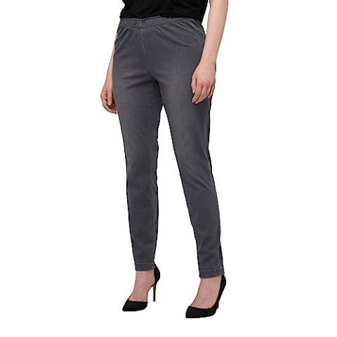 Ulla Popken Jersey jeansbroek voor dames, Lichtgrijs Mélang, 45W x 32L