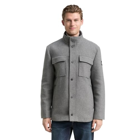 TOM TAILOR Heren 1046984 jas, 30507-Light Stone Grey Wool Twill, XXL, 30507 - Light Stone Grey Wool Twill, XXL