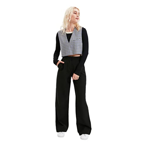 Trendyol Vrouwen Plus Size Hoge Taille Rechte Pijpen Plus Size Jeans, zwart, 68