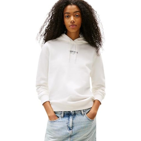 Tommy Jeans Trui Hoodie voor dames, Wit (Ecru), XL