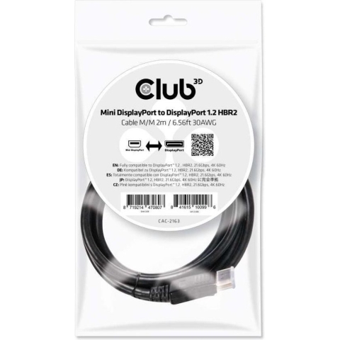 club3D CAC-2163 DisplayPort-kabel Mini-displayport / DisplayPort Adapterkabel Mini DisplayPort-stekker, DisplayPort-ste