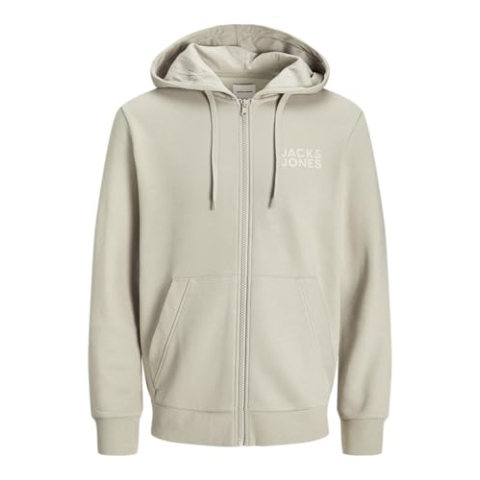 JACK & JONES Heren Jjecorp Logo Sweat Zip Hood, maanbeam, XL
