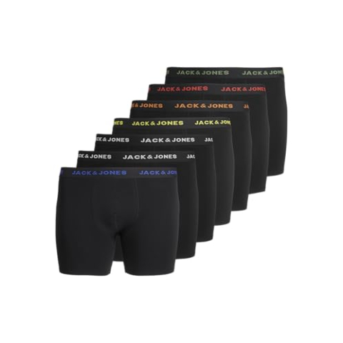 JACK & JONES Heren Jacbasic Trunks 7 Pack Noos Pls, Zwart, 6X_l (7-pack), zwart, 6x_l