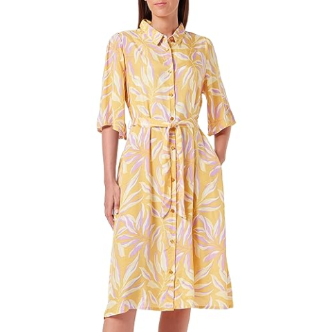 KAFFE Kasafir Oline Jurk voor dames, Geel/Lupine Flower Print, 36