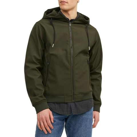 Jack & Jones JJEBASIC SOFTSHELL Hood NOOS Jas, Rosin, S, donkergroen, S