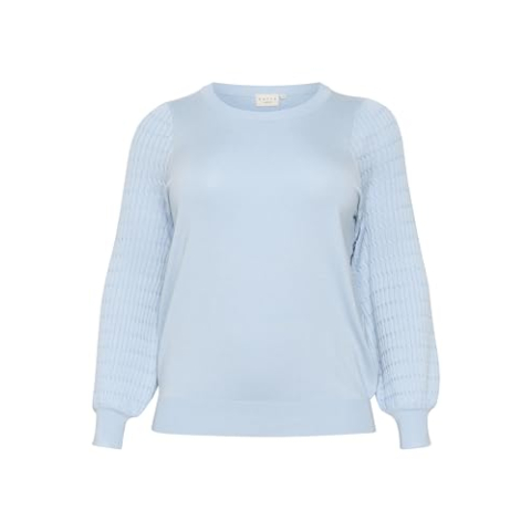 Kaffe Curve Plus-size damestrui, ronde hals, patroon, gebreid, regular fit, CELESTIAL BLUE, L
