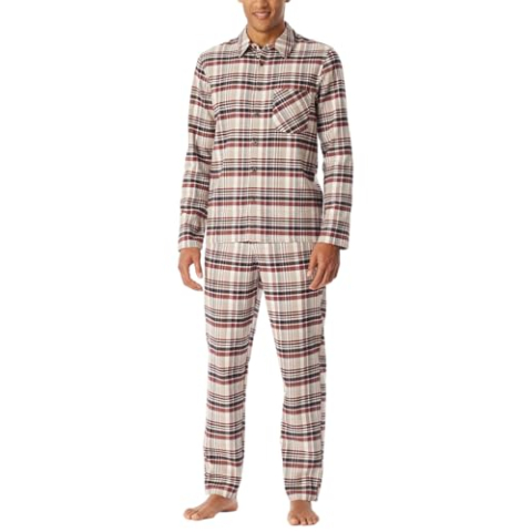 Schiesser Heren pyjama lang met knoopsluiting flanellen nachtkleding set pyjamaset, Multicolor 2_182123, 56