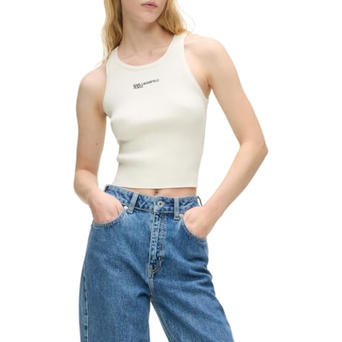 Karl Lagerfeld Jeans, Dames, gebreide tank, Pristine, XS, wit, XS