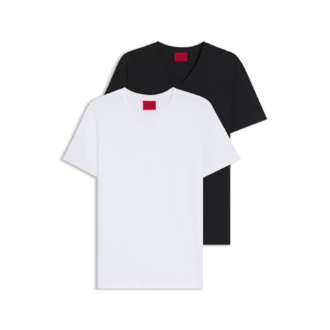 HUGO Heren V Two V-hals T-shirts in stretch jersey, Gedessineerd, 3XL