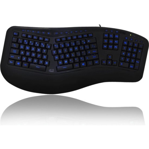 Adesso Tru-Form 150 Gaming Toetsenbord - Ergonomisch Toetsenbord - Qwerty - LED Verlichting - Membraan - RGB kleurinstellingen - Zwart - USB aansluiting