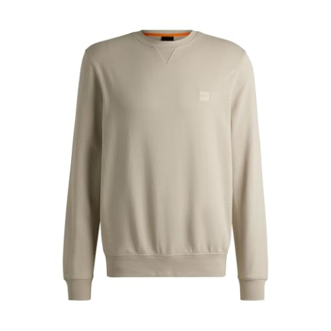 BOSS Westart Relaxed-Fit sweatshirt van katoen met logo-patch, Lichtbeige271, XL