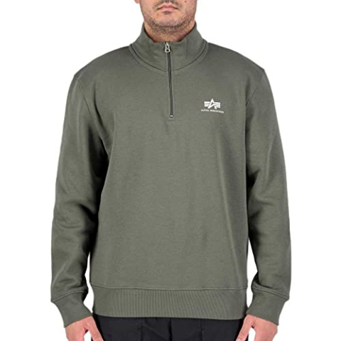 Alpha Industries SL met halve rits voor heren Dark Olive
