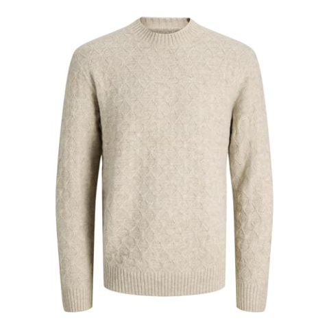 Jprblasimon Structure Knit Crew Neck, Zilvervoering., XXL