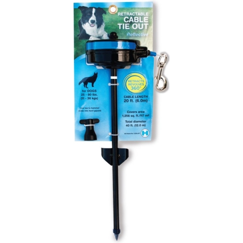 Intrekbare oprollijn met bodempin 4,5mtr of 6mtr voor honden tot 15kg en van 35 tot 55kg - Medium