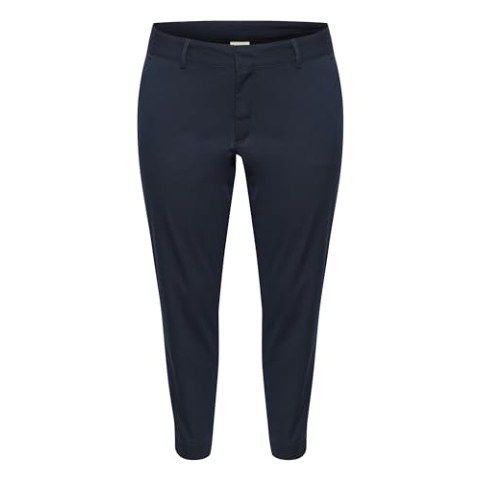 Kaffe Curve Plus-Size Damesbroek, cropped, chino, slim fit, ritssluiting, dames, Midnight Marine, 50/Grote maten