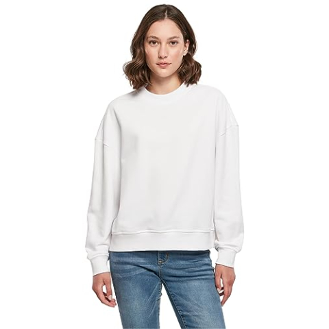 Build Your Brand Oversized sweatshirt met ronde hals voor dames, wit, XL