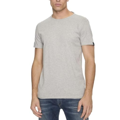 Replay Basic T-shirt voor heren, regular fit, met ronde hals, M08 Light Grey Melange, L