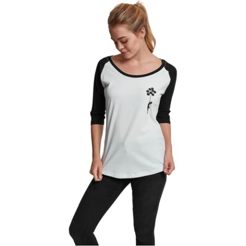 MERCHCODE Dames Dames Banksy Balloons Raglan Tee T-shirt, wht/blk, S
